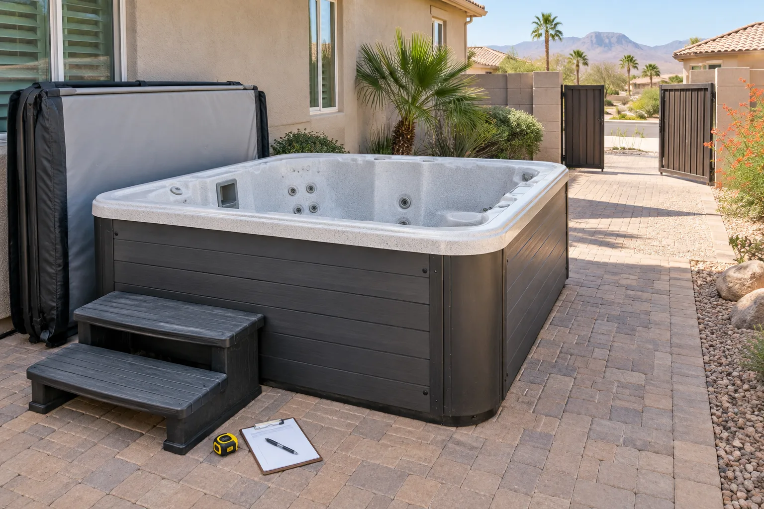 Above-ground hot tub removal in Paradise planning scene